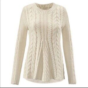Cabi Lace up Cable Knit Sweater, # 3157, Size Small